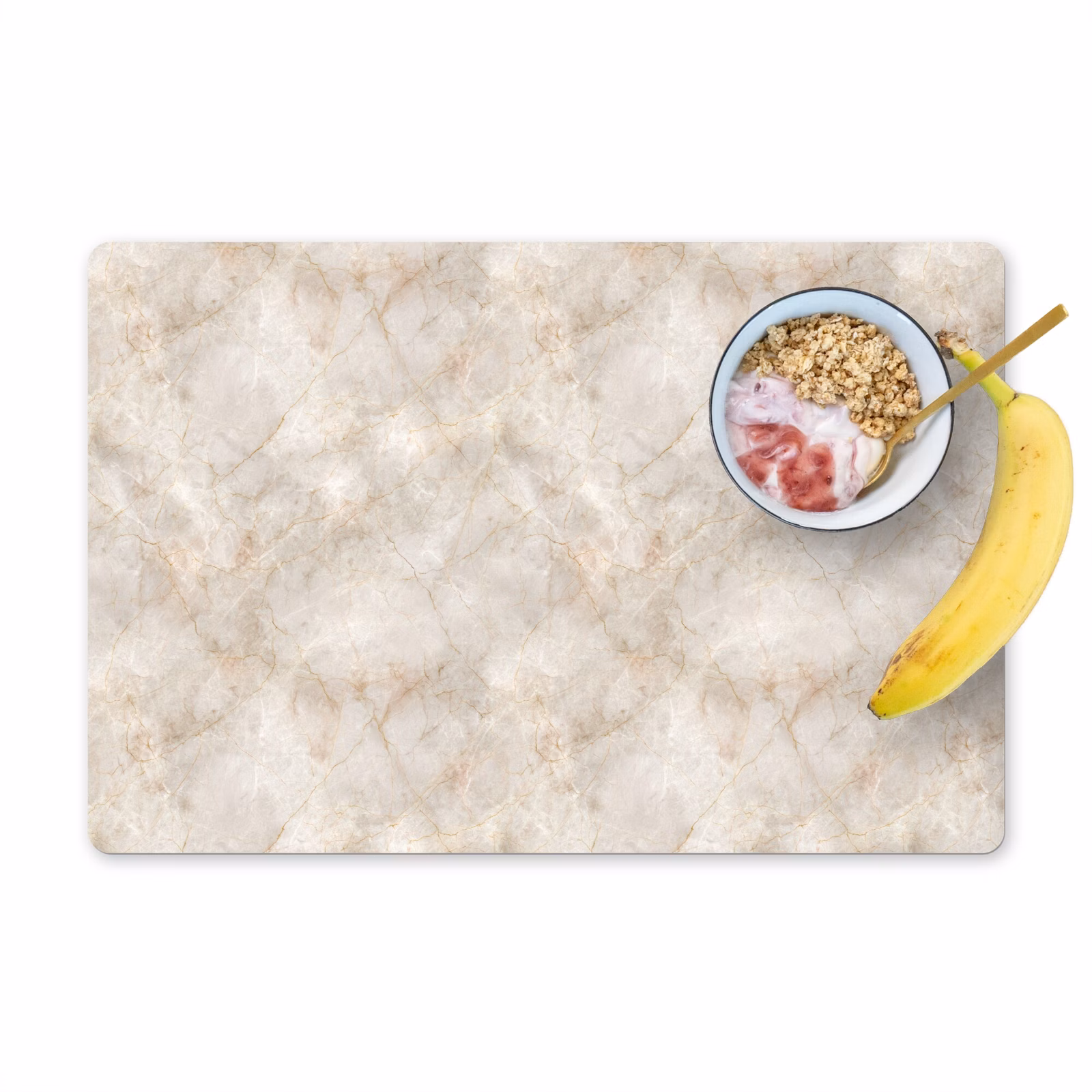 Set de table – 6 pièces - Beige clair - Veines brun doré - Marbre — 1