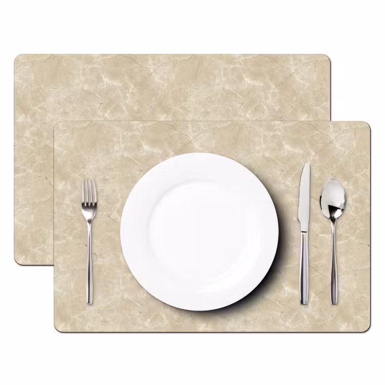 Set de table – 6 pièces - Beige clair - Marbre - Veines de diffusion — 2