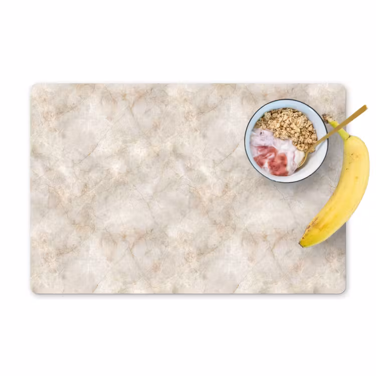 Set de table – 6 pièces - Beige clair - Veines brun doré - Marbre — 1