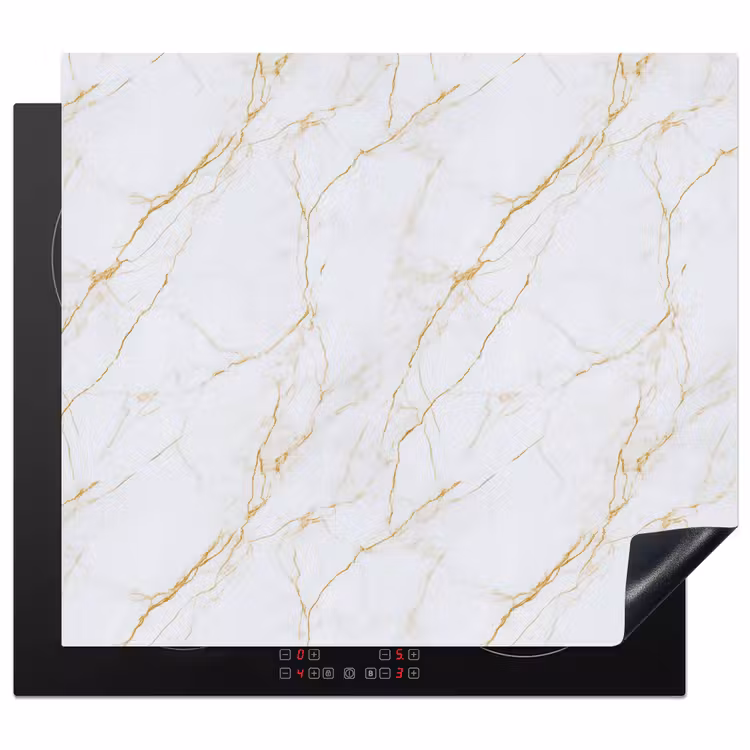 Protection plaque induction - Blanc - Marbre - Or - Luxueux — 1