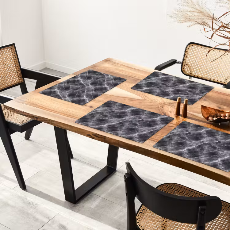 Set de table – 6 pièces - Gris foncé - Eclair - Marbre — 4