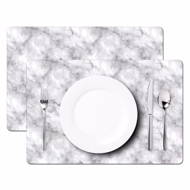 Set de table – 6 pièces - Gris - Marbre - Classique - Veines — 2
