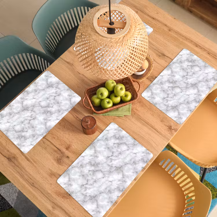 Set de table – 6 pièces - Gris - Marbre - Classique - Veines — 3