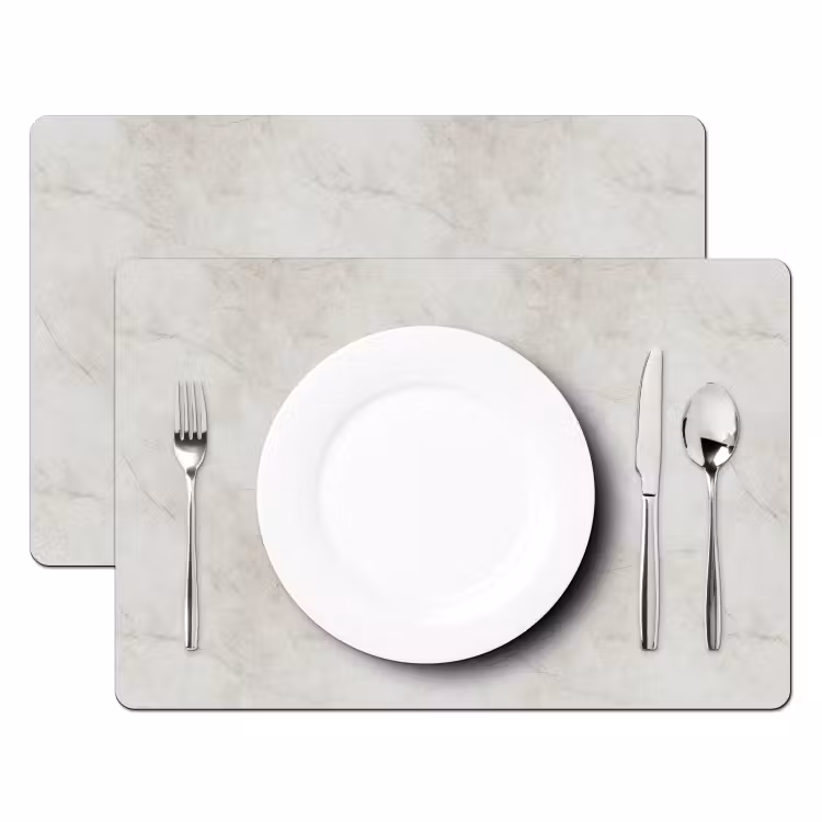Set de table – 6 pièces - Gris - Marbre - Veines — 2