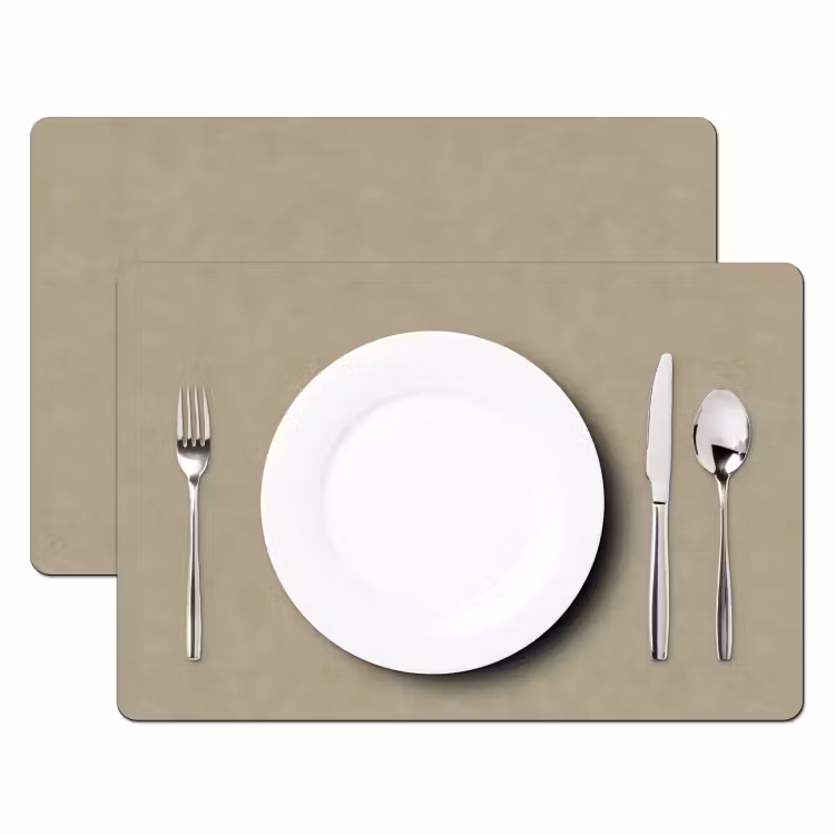 Set de table – 6 pièces - Couleur taupe - Texture nuageuse - Naturelle — 2