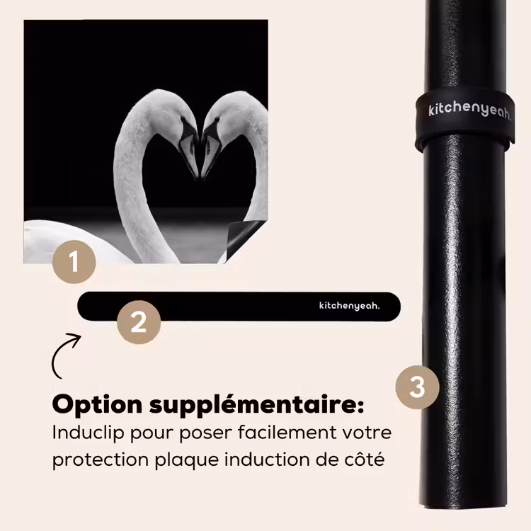 Protection plaque induction - Cygnes - Coeur - Noir - Blanc — 8