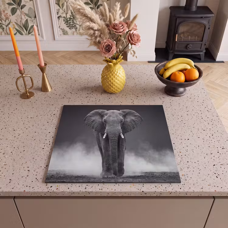 Protection plaque induction - Éléphant - Noir - Blanc - Fumée — 3