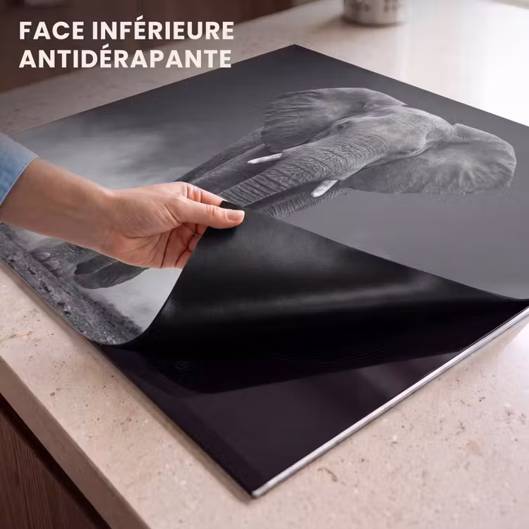 Protection plaque induction - Éléphant - Noir - Blanc - Fumée — 7