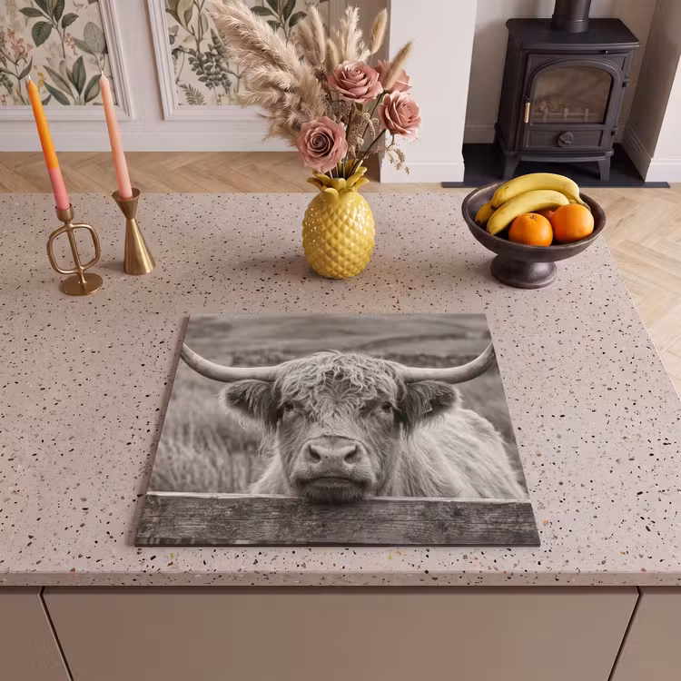 Protection plaque induction - Highlander écossais - Noir - Blanc - Bois — 3