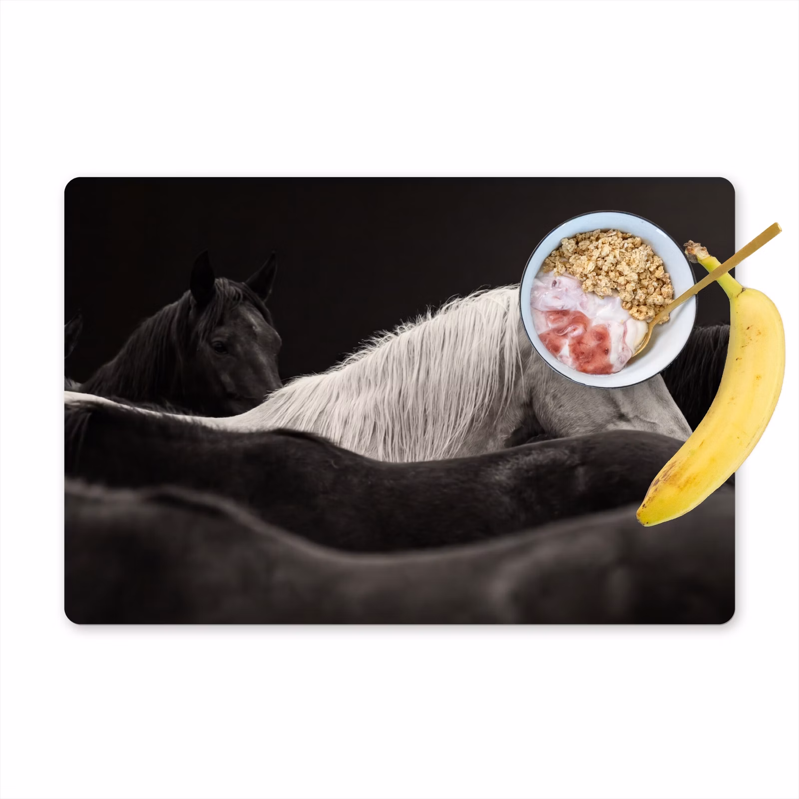 Set de table – 6 pièces - Chevaux - Noirs - Blancs - Troupeau — 1