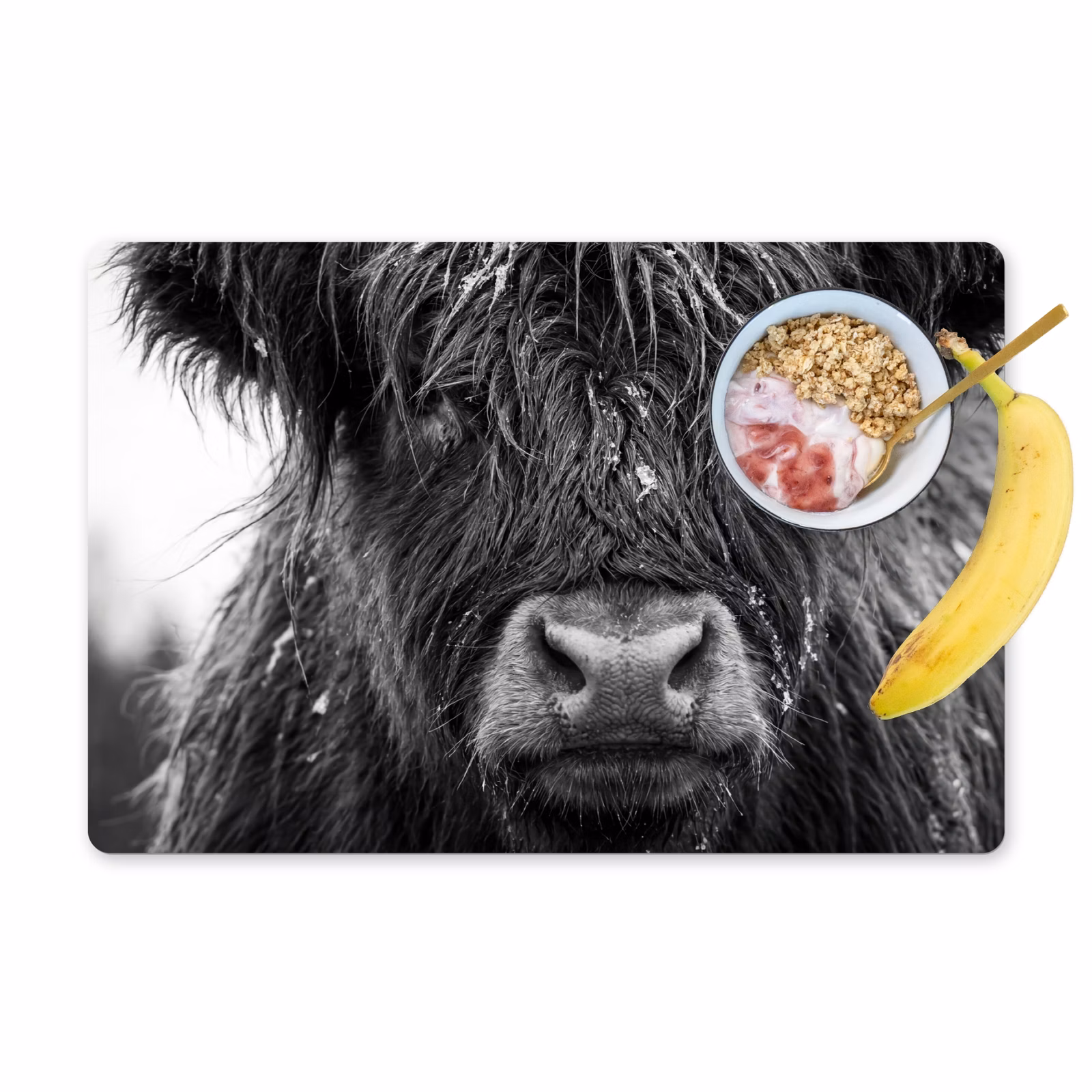 Set de table – 6 pièces - Highlander écossais - Noir - Blanc - Flocons de neige — 1