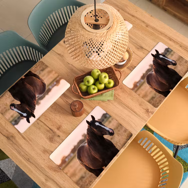 Set de table – 6 pièces - Cheval - Coucher de soleil - Marron — 3