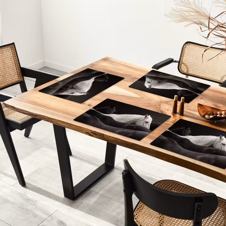 Set de table – 6 pièces - Chevaux - Noirs - Blancs - Troupeau — 4