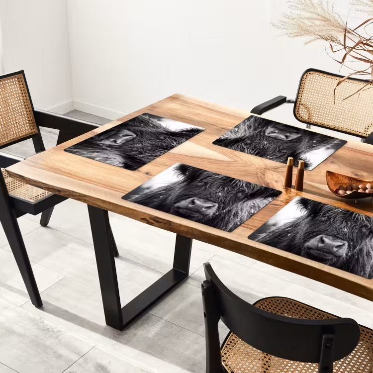 Set de table – 6 pièces - Highlander écossais - Noir - Blanc - Flocons de neige — 4