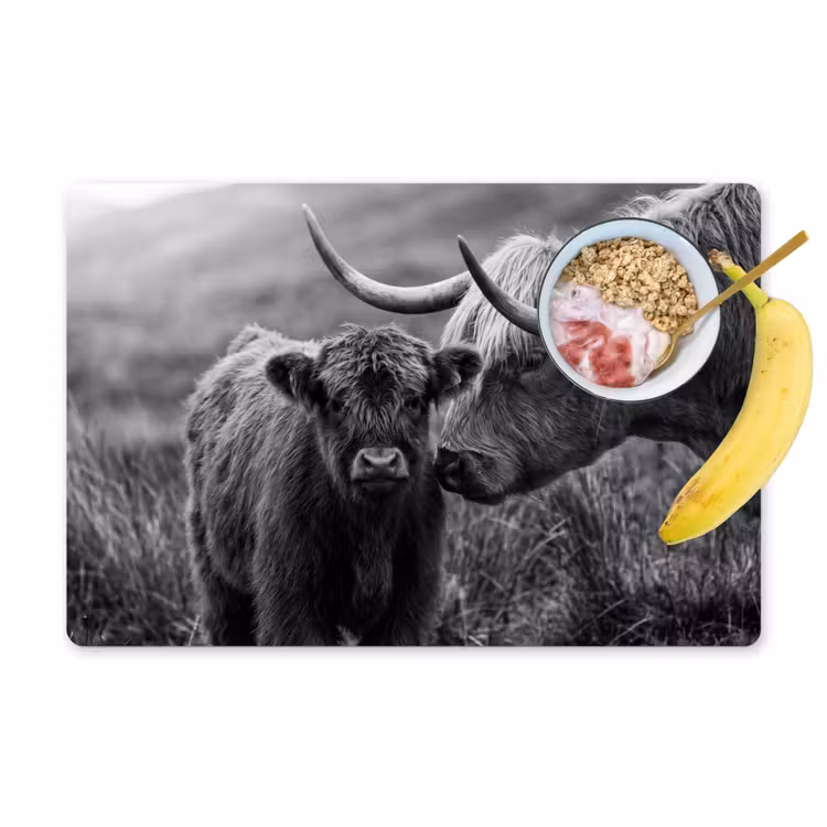 Set de table – 6 pièces - Highlander écossais - Veau - Noir - Blanc — 1