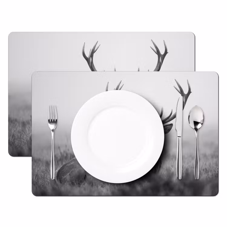 Set de table – 6 pièces - Cerf - Brumeux - Noir - Blanc — 2