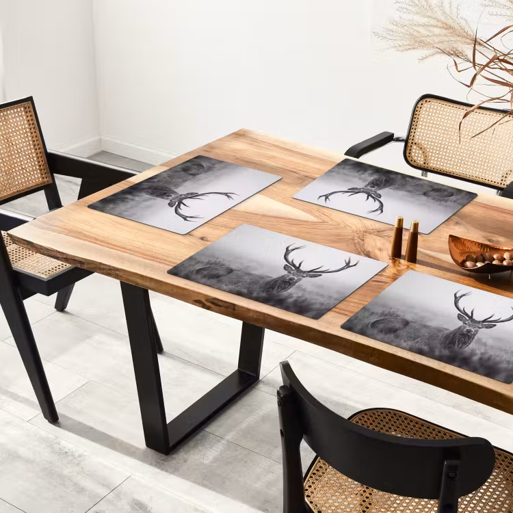 Set de table – 6 pièces - Cerf - Brumeux - Noir - Blanc — 4