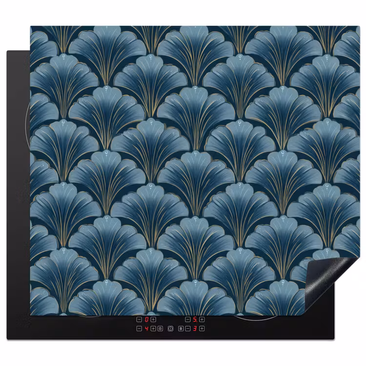 Protection plaque induction - Motif - Feuille de ginkgo - Bleu — 1