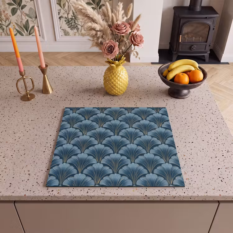 Protection plaque induction - Motif - Feuille de ginkgo - Bleu — 3