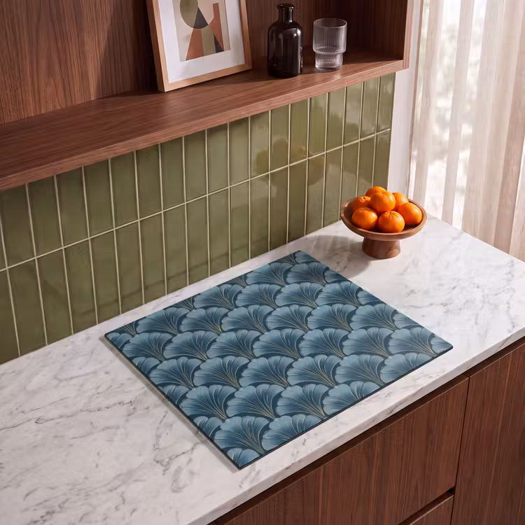 Protection plaque induction - Motif - Feuille de ginkgo - Bleu — 4