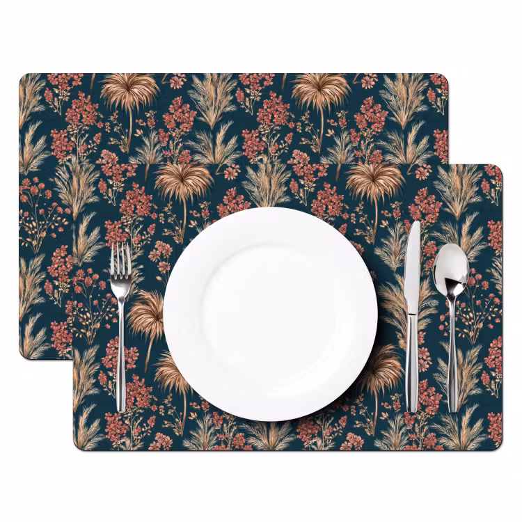 Set de table – 6 pièces - Botanique - Motif - Bleu — 2