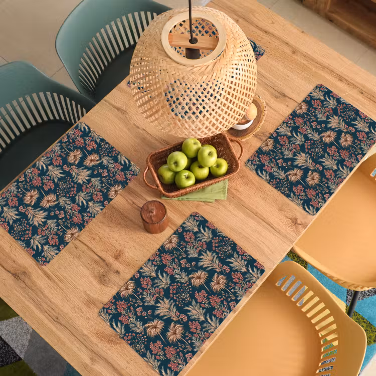 Set de table – 6 pièces - Botanique - Motif - Bleu — 3