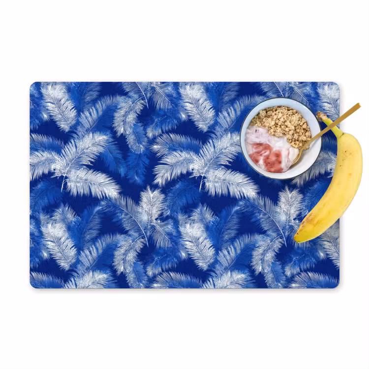 Set de table – 6 pièces - Feuille de palmier - Motif - Bleu — 1