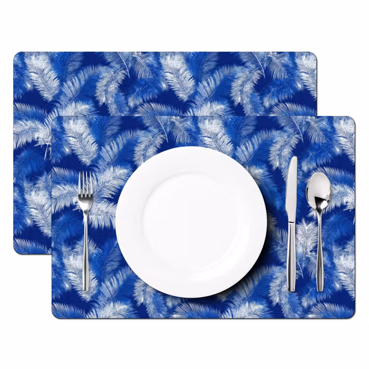 Set de table – 6 pièces - Feuille de palmier - Motif - Bleu — 2