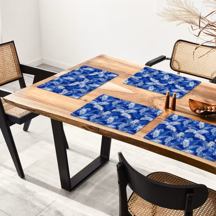 Set de table – 6 pièces - Feuille de palmier - Motif - Bleu — 4