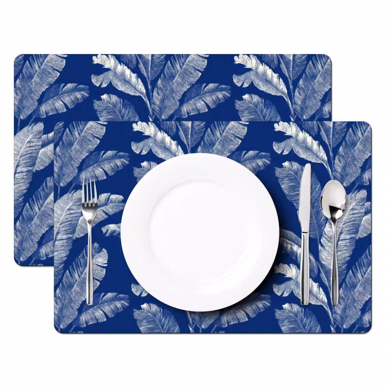 Set de table – 6 pièces - Feuille - Palmier - Bleu — 2