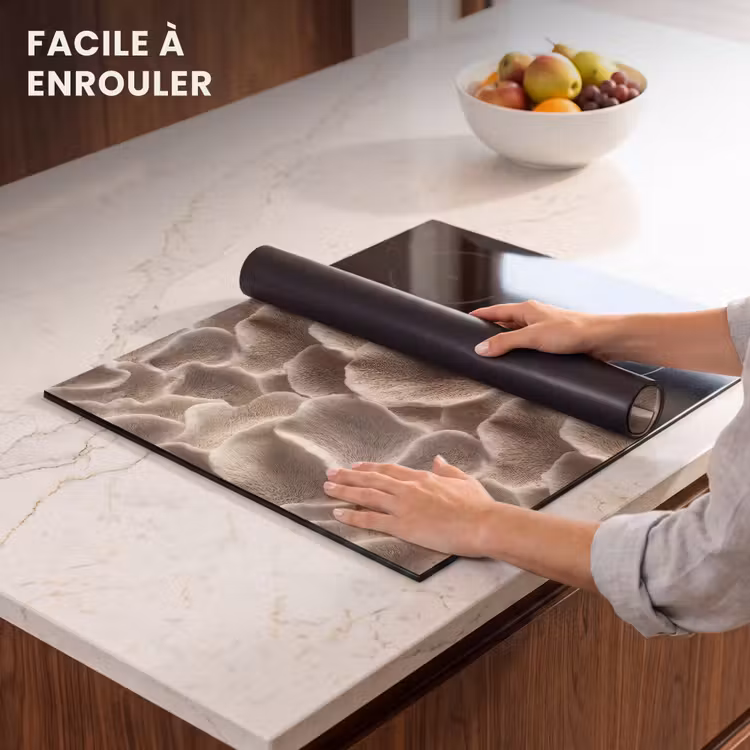 Protection plaque induction - Forme éventail - Beige - Texture fibre — 6