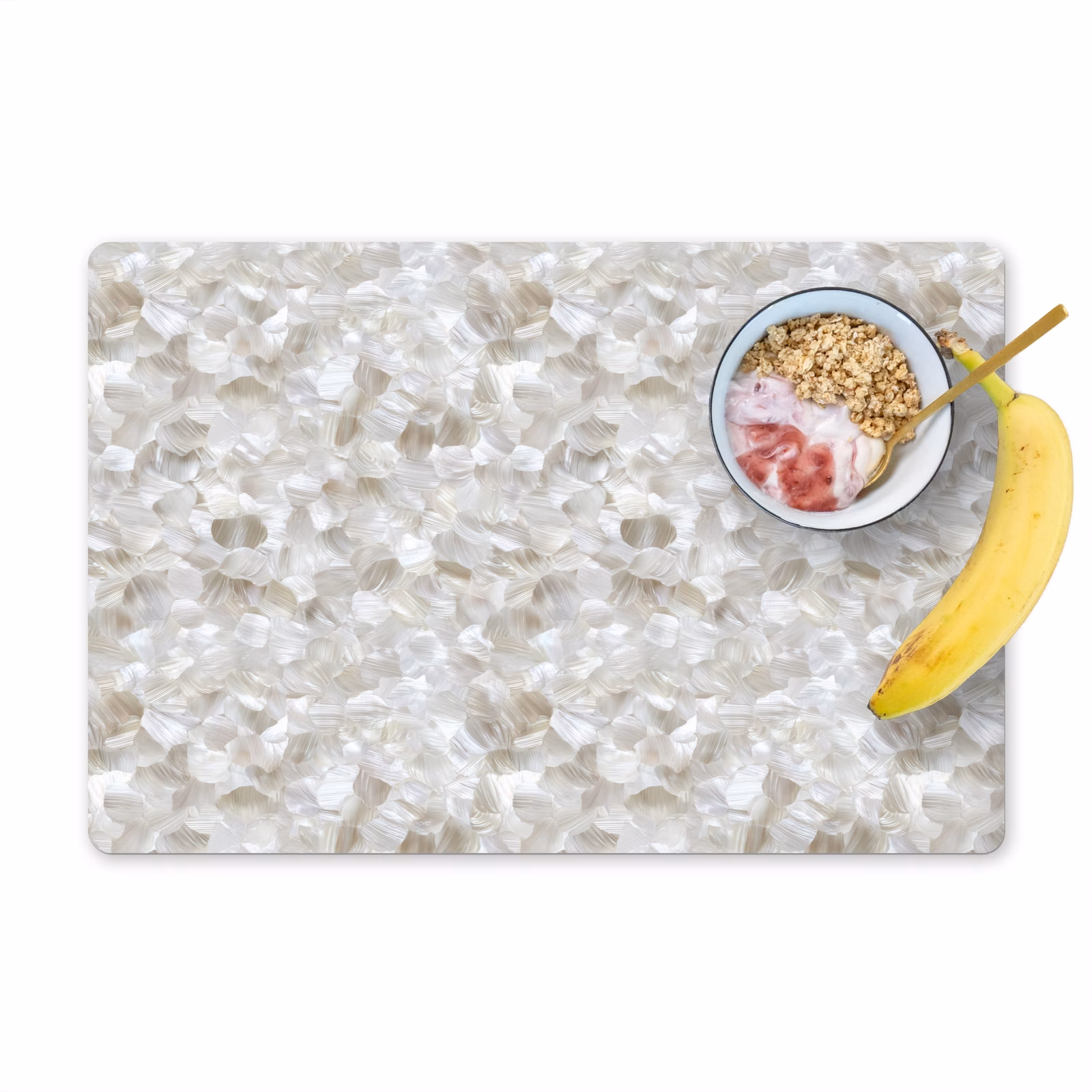 Set de table – 6 pièces - Blanc - Traits de pinceau - Effet de relief — 1
