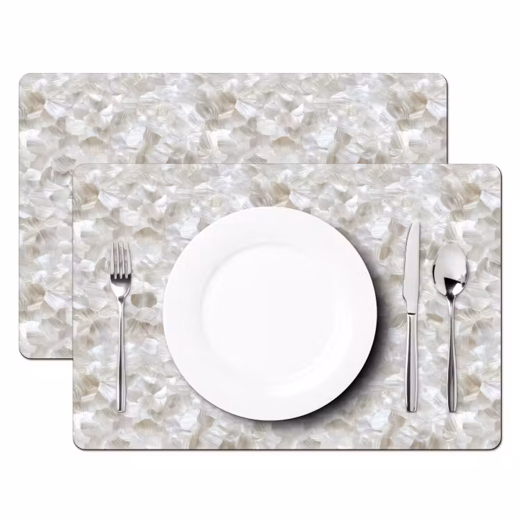 Set de table – 6 pièces - Blanc - Traits de pinceau - Effet de relief — 2