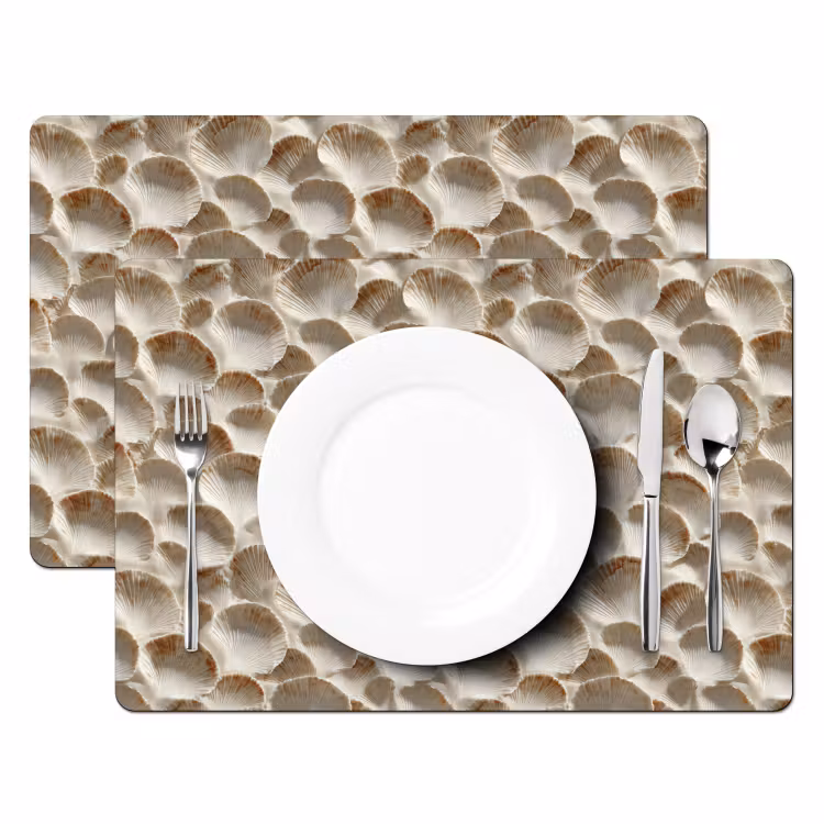 Set de table – 6 pièces - Coquilles - Forme d'éventail - Blanc — 2