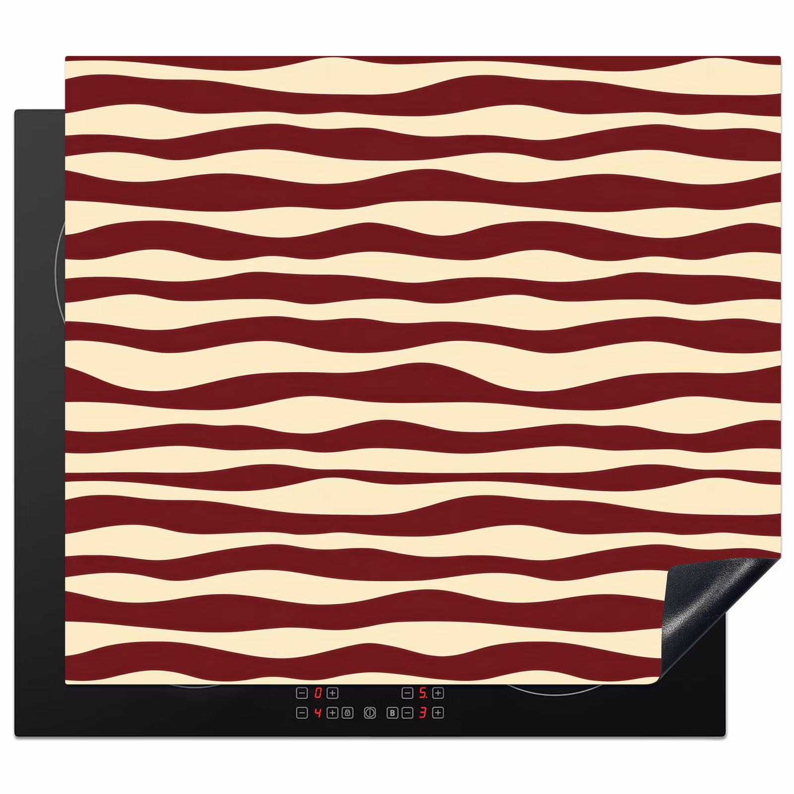 Protection plaque induction - Vagues - Rouge - Motif - Crème — 1