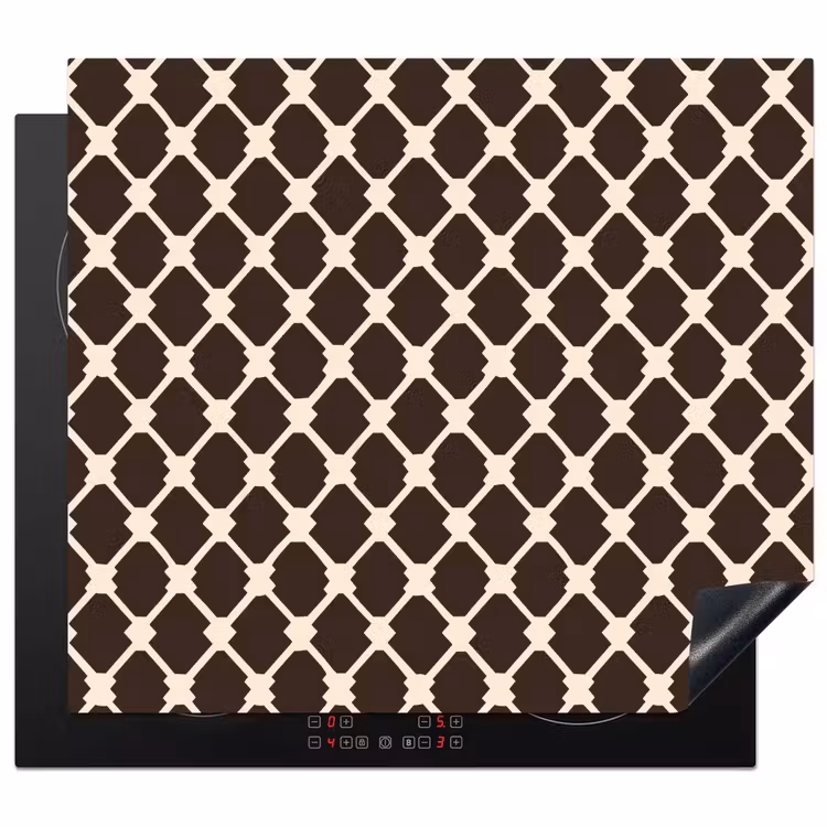 Protection plaque induction - Marron - Motif à carreaux - Géométrique — 1