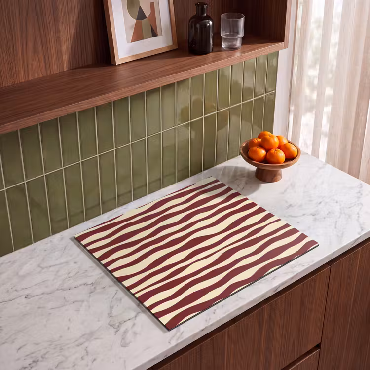 Protection plaque induction - Vagues - Rouge - Motif - Crème — 4