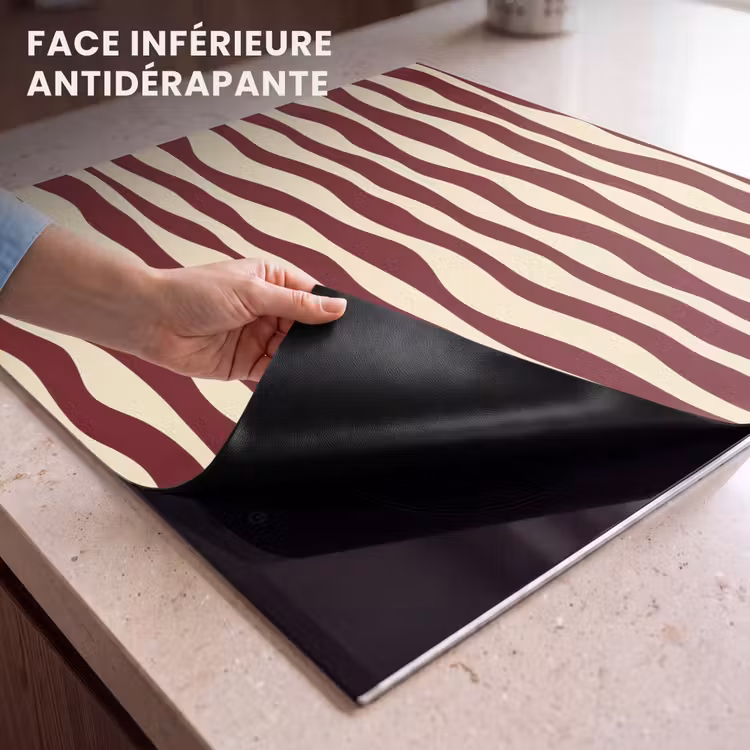 Protection plaque induction - Vagues - Rouge - Motif - Crème — 7