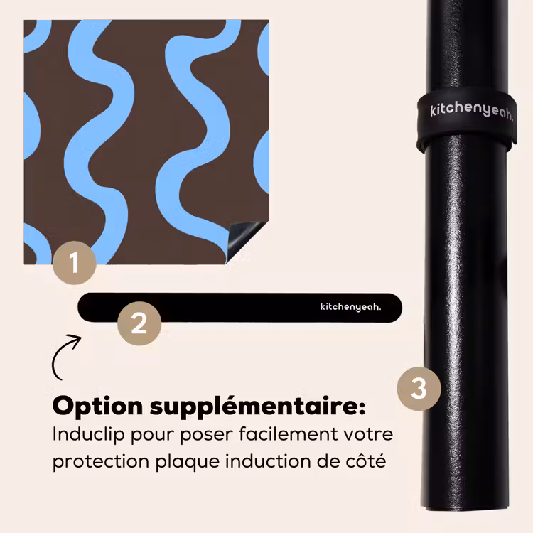 Protection plaque induction - Lignes sinueuses - Bleu - Marron - Minimaliste — 8