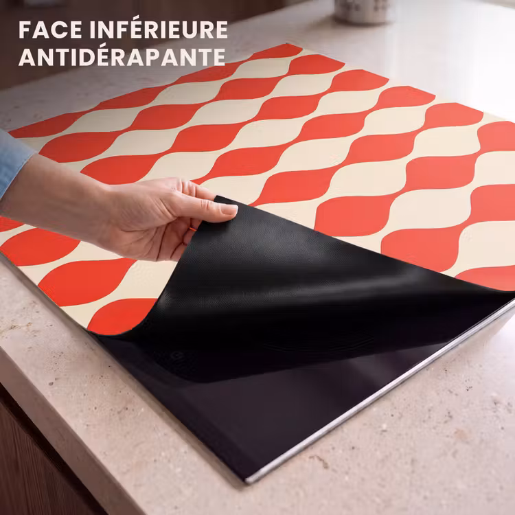 Protection plaque induction - Motif ondulé - Rétro - Rouge - Beige — 7