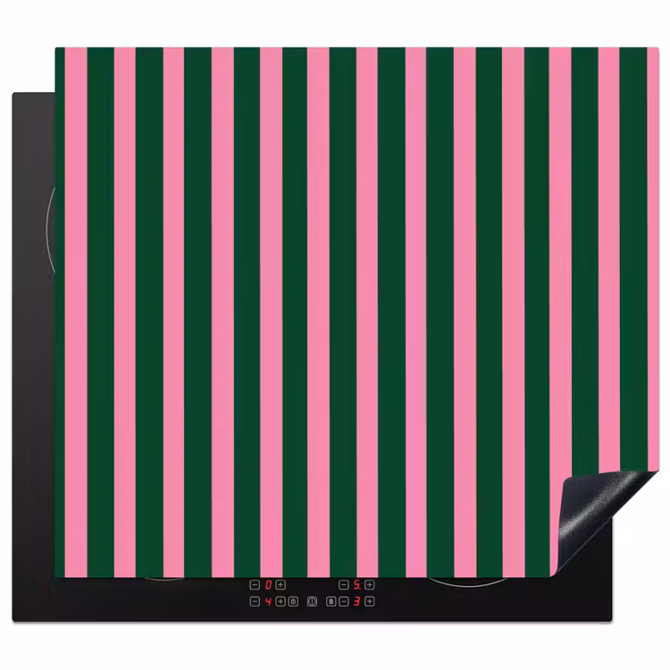 Protection plaque induction - Rayures verticales - Vert - Rose — 1