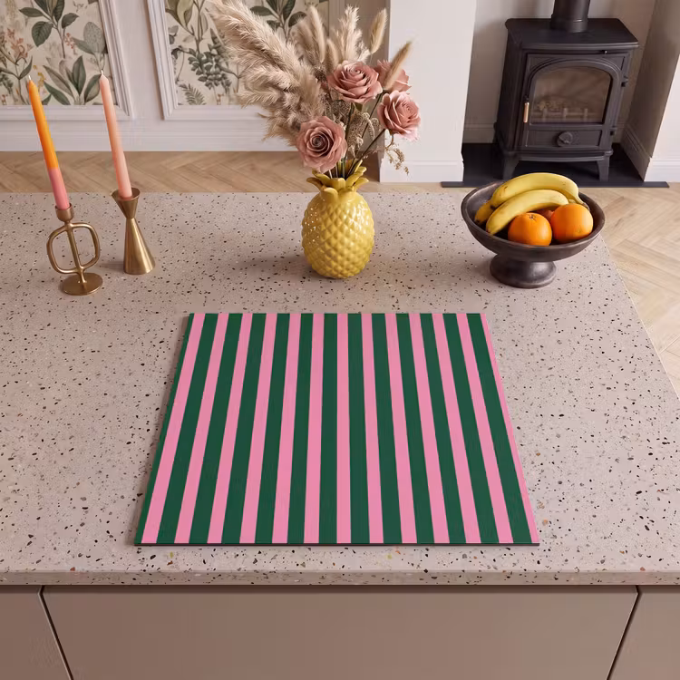 Protection plaque induction - Rayures verticales - Vert - Rose — 3