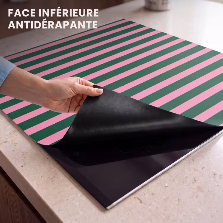 Protection plaque induction - Rayures verticales - Vert - Rose — 7