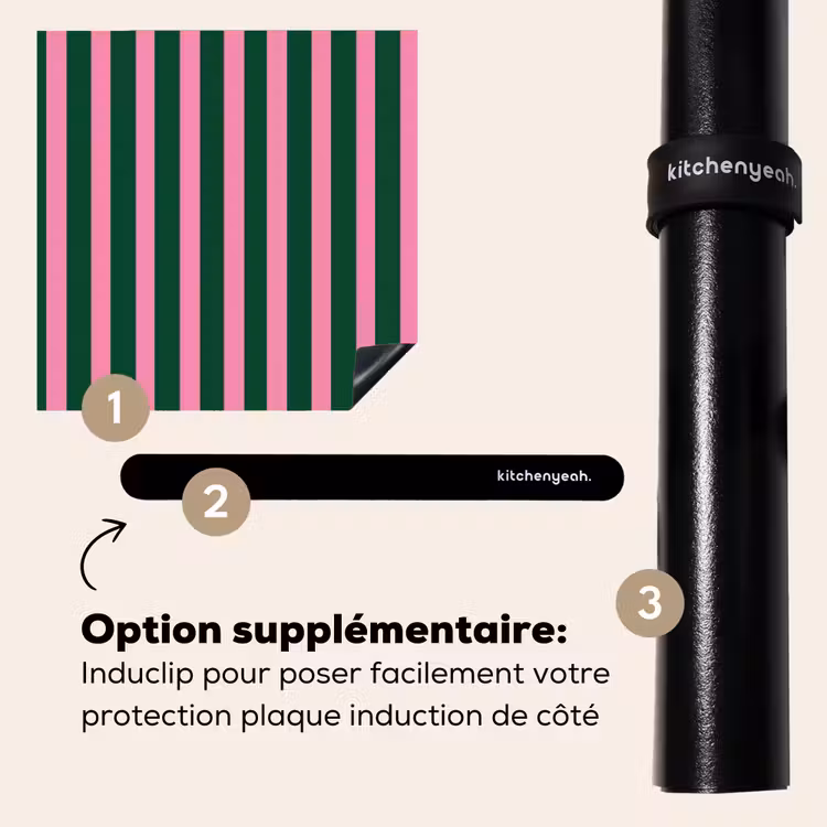 Protection plaque induction - Rayures verticales - Vert - Rose — 8