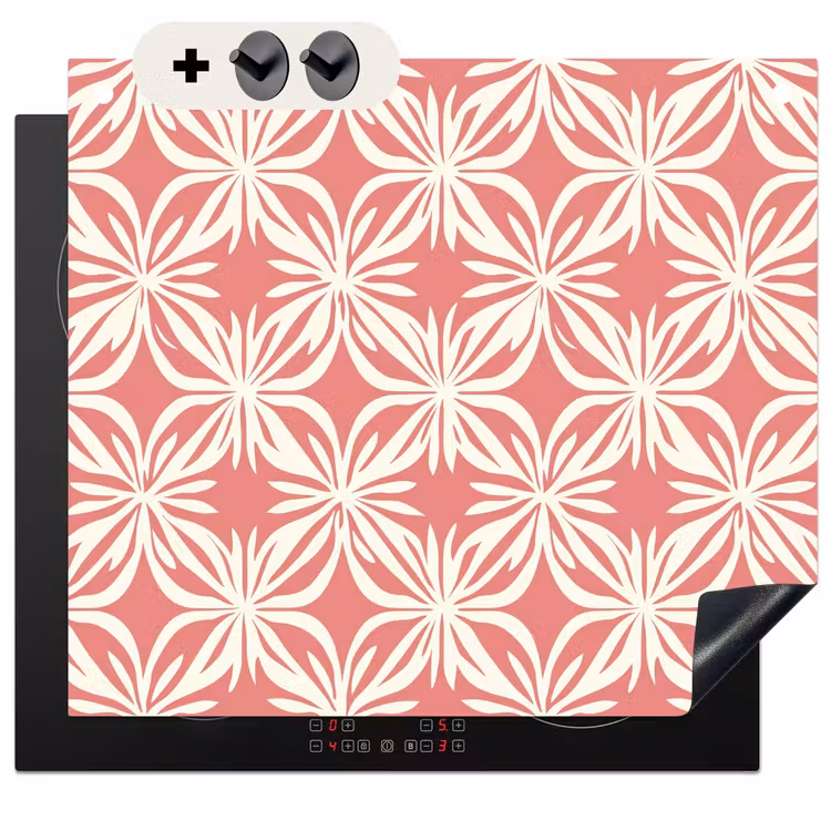 Protection à induction avec crochets - Rose - Motif floral - Blanc - Moderne — 3