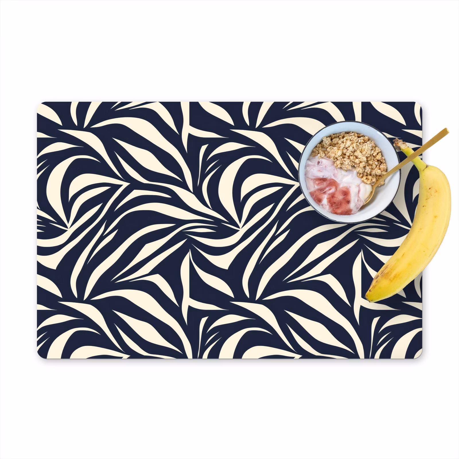 Set de table – 6 pièces - Feuilles - Bleu - Motif - Blanc — 1