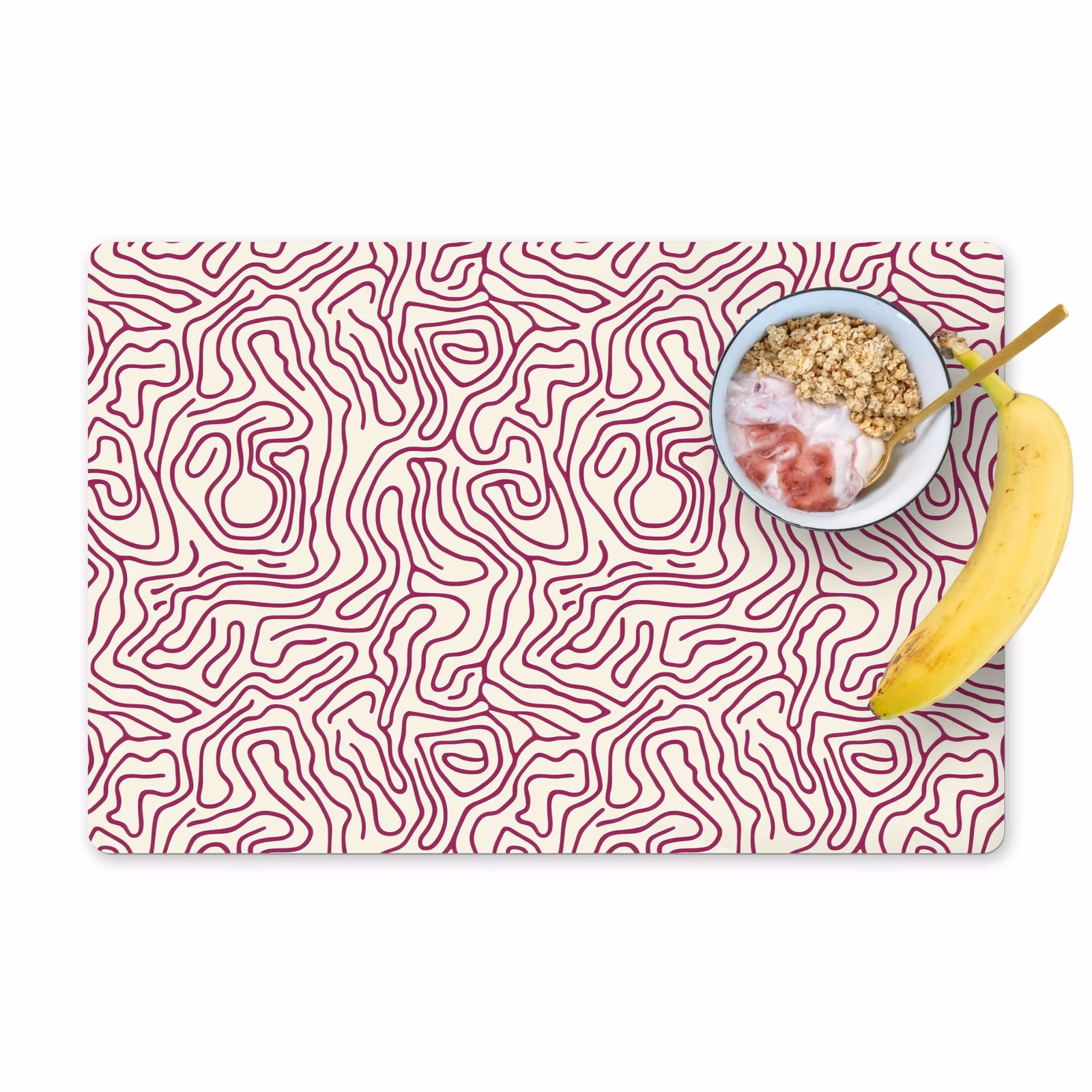 Set de table – 6 pièces - Ligne d'enroulement - Magenta - Crème — 1