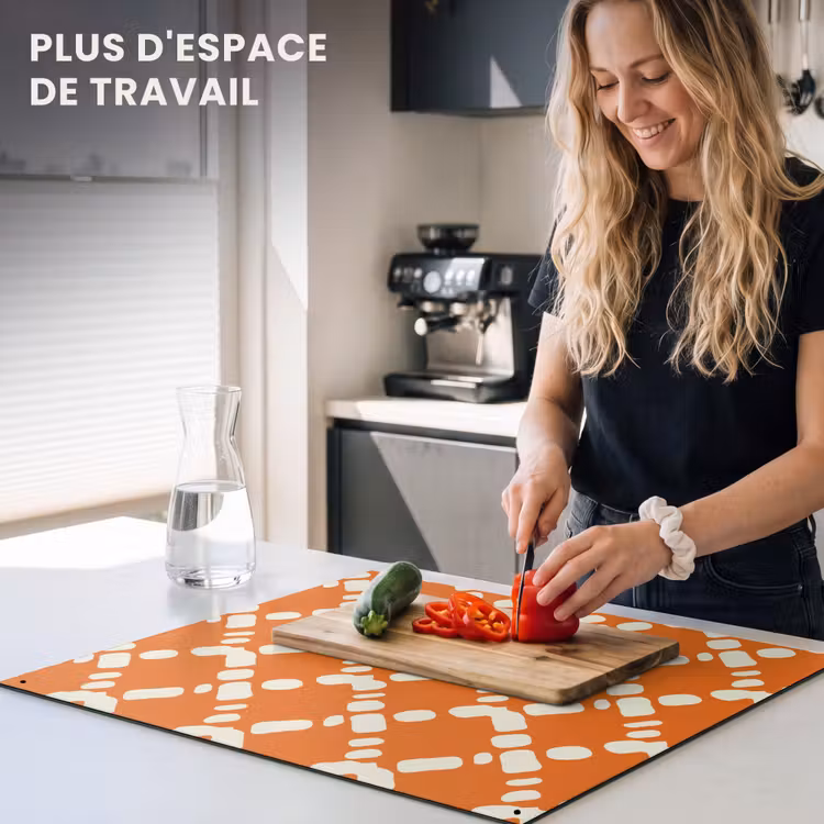 Protection à induction avec crochets - Orange - Motif à carreaux - Blanc — 6