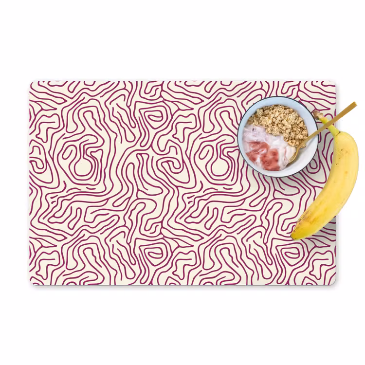 Set de table – 6 pièces - Ligne d'enroulement - Magenta - Crème — 1
