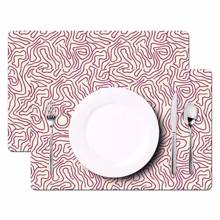 Set de table – 6 pièces - Ligne d'enroulement - Magenta - Crème — 2